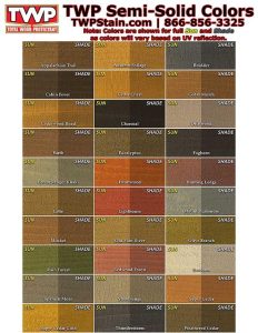 TWP Semi Solid deck stain color chart